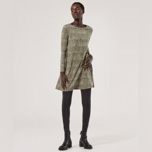 NEW Pact Revive Organic Cotton Swing Mini Dress Green Long Sleeve Small NWT